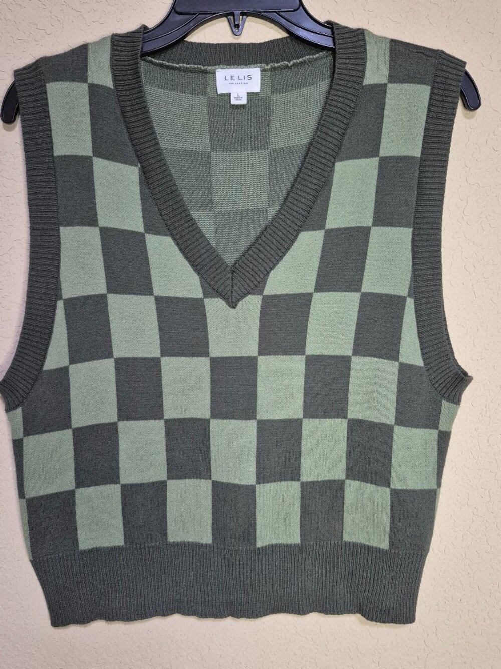 Le Lis Checkerboard Green Cotton Vest - Womens Large